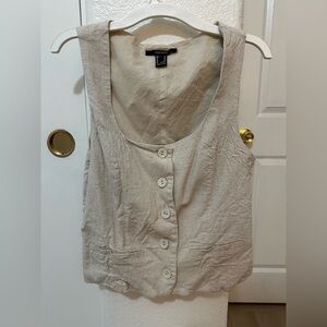 Forever 21 Tan Fitted Buttoned Tank Top